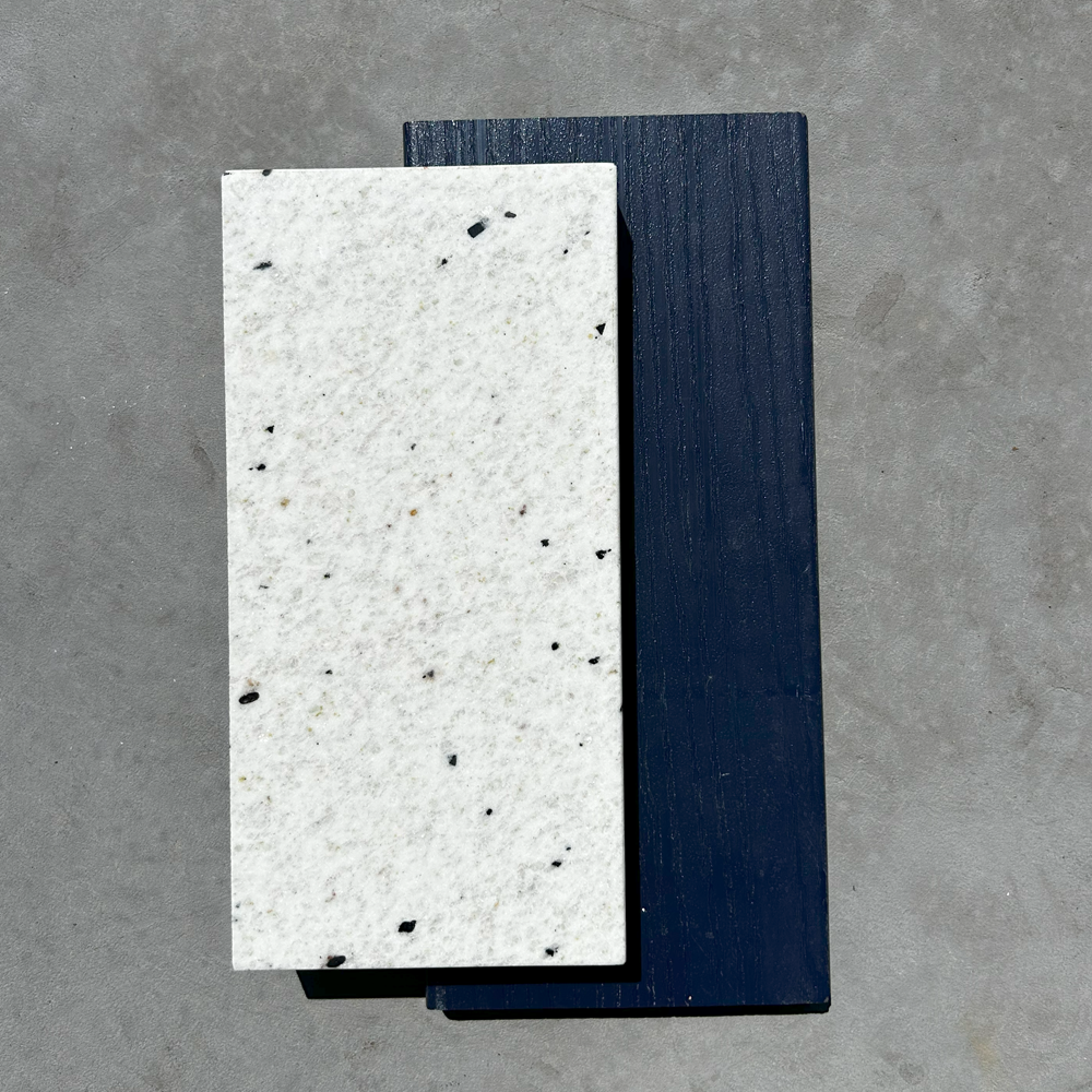 Image of 6ft Outdoor Kitchen - Blue Cabinet w/ White Granite Countertop